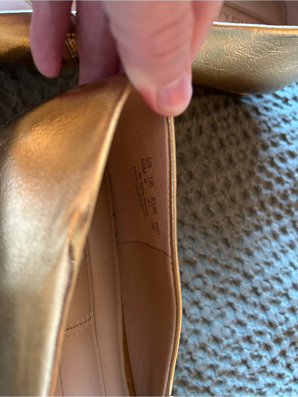 Franco Sarto Metallic Gold Mary Jane Flats - Picture 3 of 5
